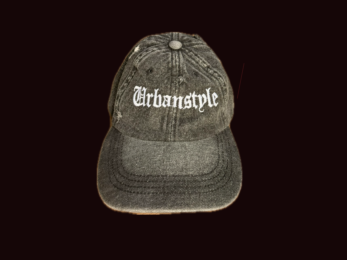 UrbanStyle vintage washed black denim cap studio angle