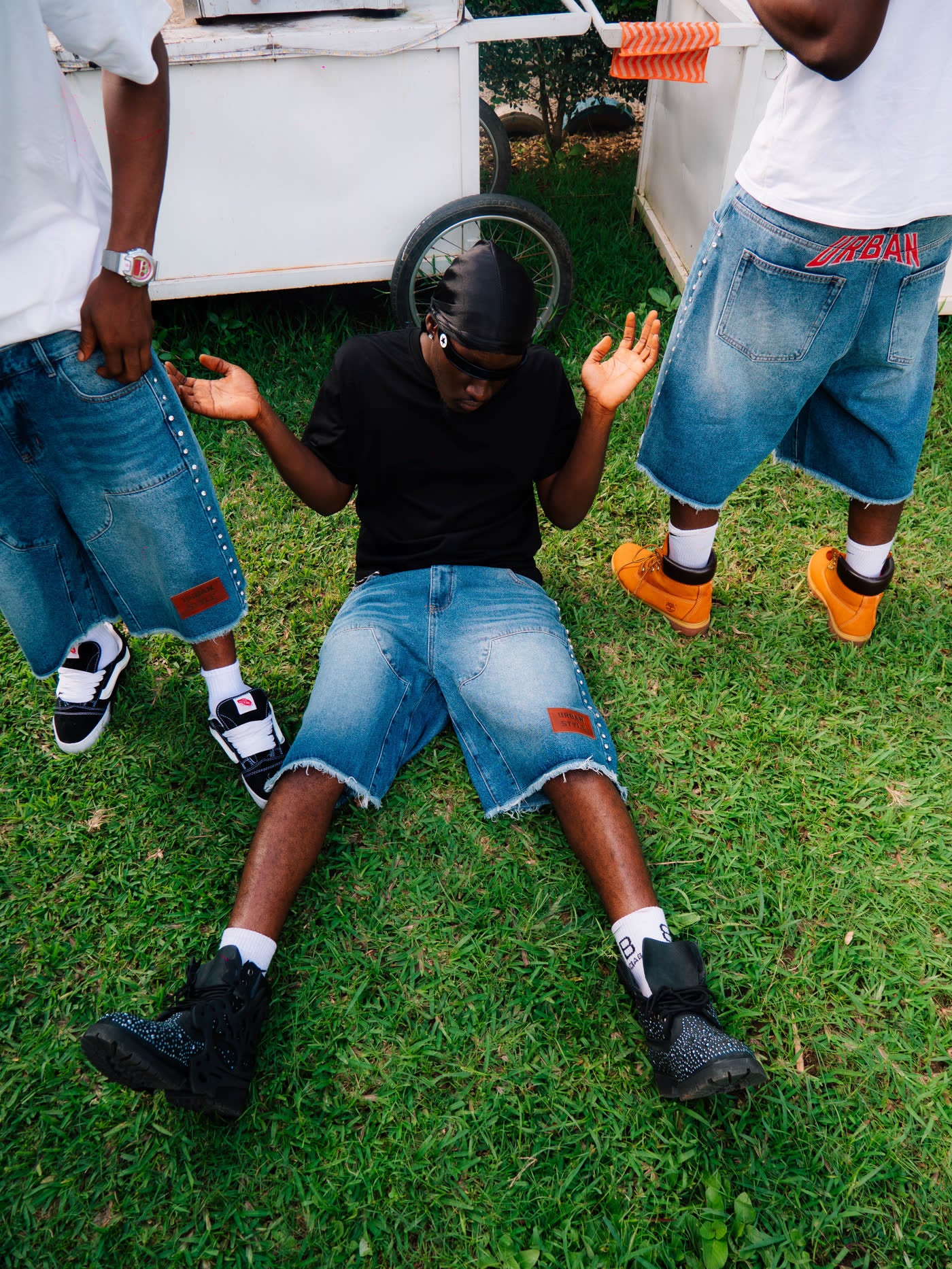 UrbanStyle luxury streetwear editorial cover featuring model in structured denim